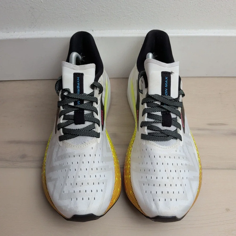 Brooks Hyperion Max Women 8 Running Shoes White Pink Yellow Sneakers 1203771B195